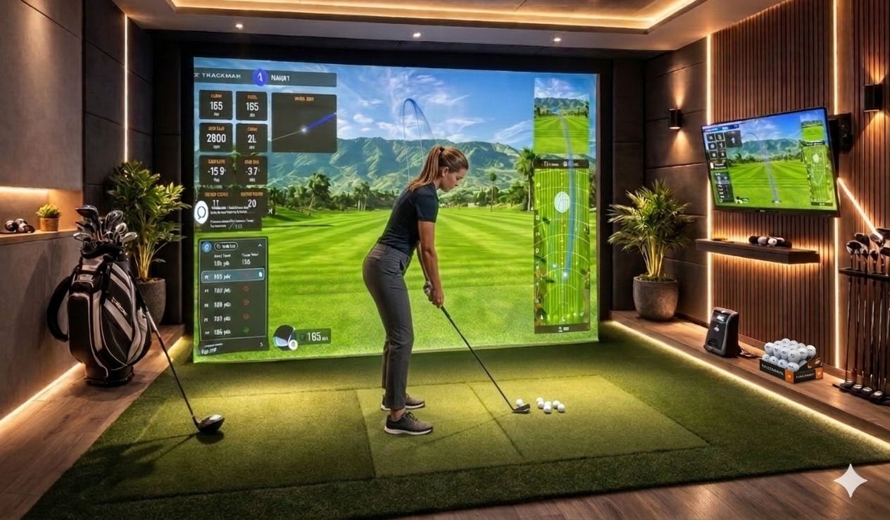 Golf simulator bay at MetroWest Golf Center
