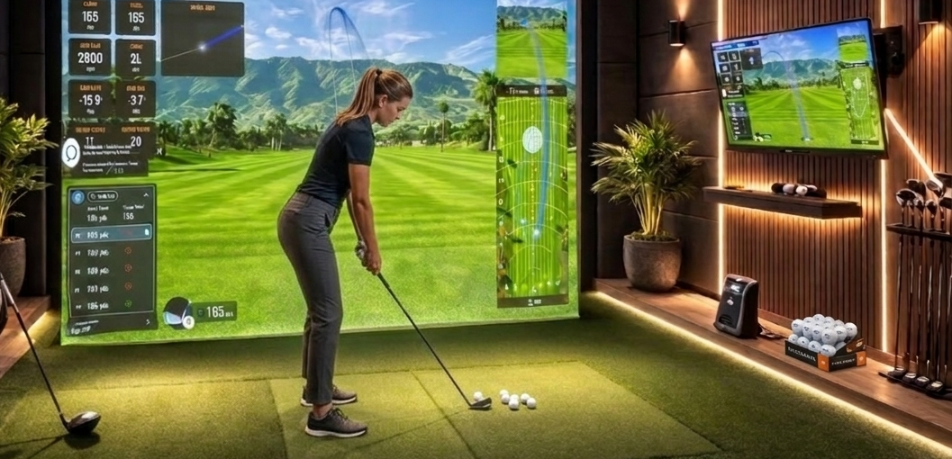 Golf simulator bay at MetroWest Golf Center