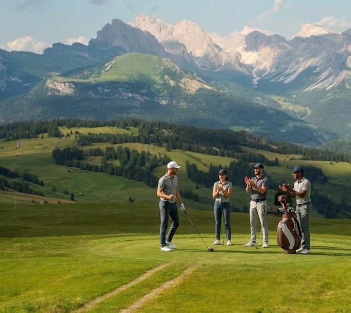 Friends golfing